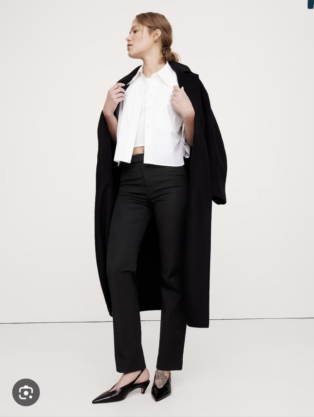 NWOT Banana Republic Sloane Mid Rise Black Straight-Leg Pants